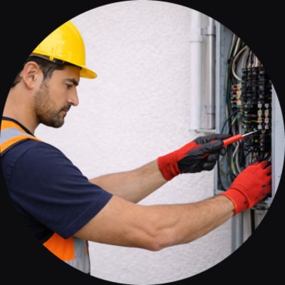 Electrician working on an electrical box